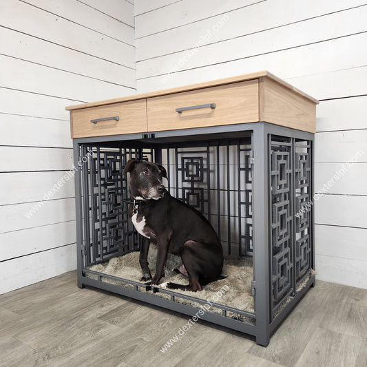 Sebby X-Large Dog Crate with Drawers | Modern Dog Furniture | Luxury Dog Kennel