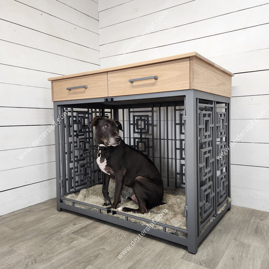 Sebby X-Large w/ Drawers, Dog Crate Table, Modern Dog Crate, Dog Crate Furniture, Dog Kennel Furniture, Luxury Pet Furniture