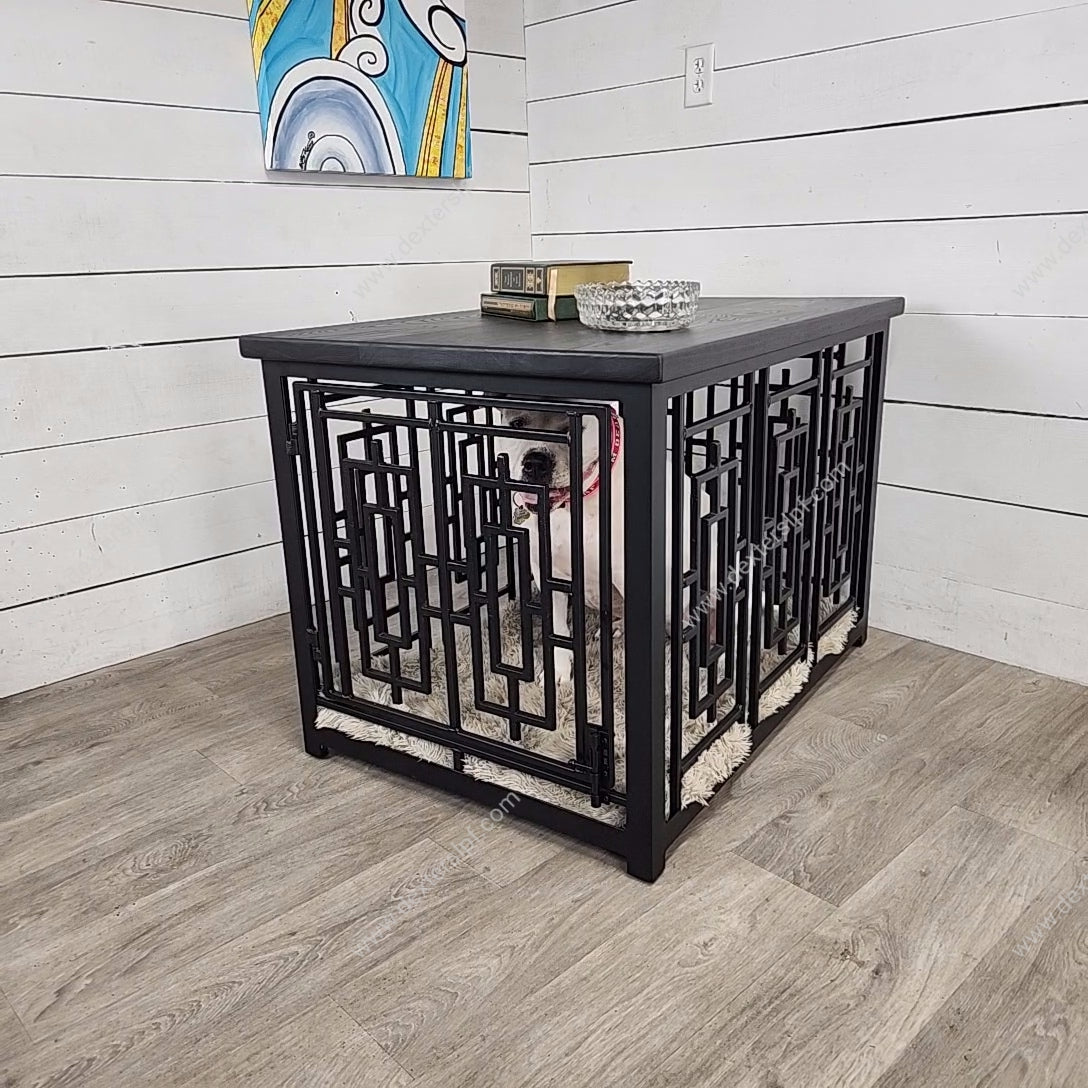 Daisy Large Dog Crate Table | Handcrafted Functional Art for Your Home