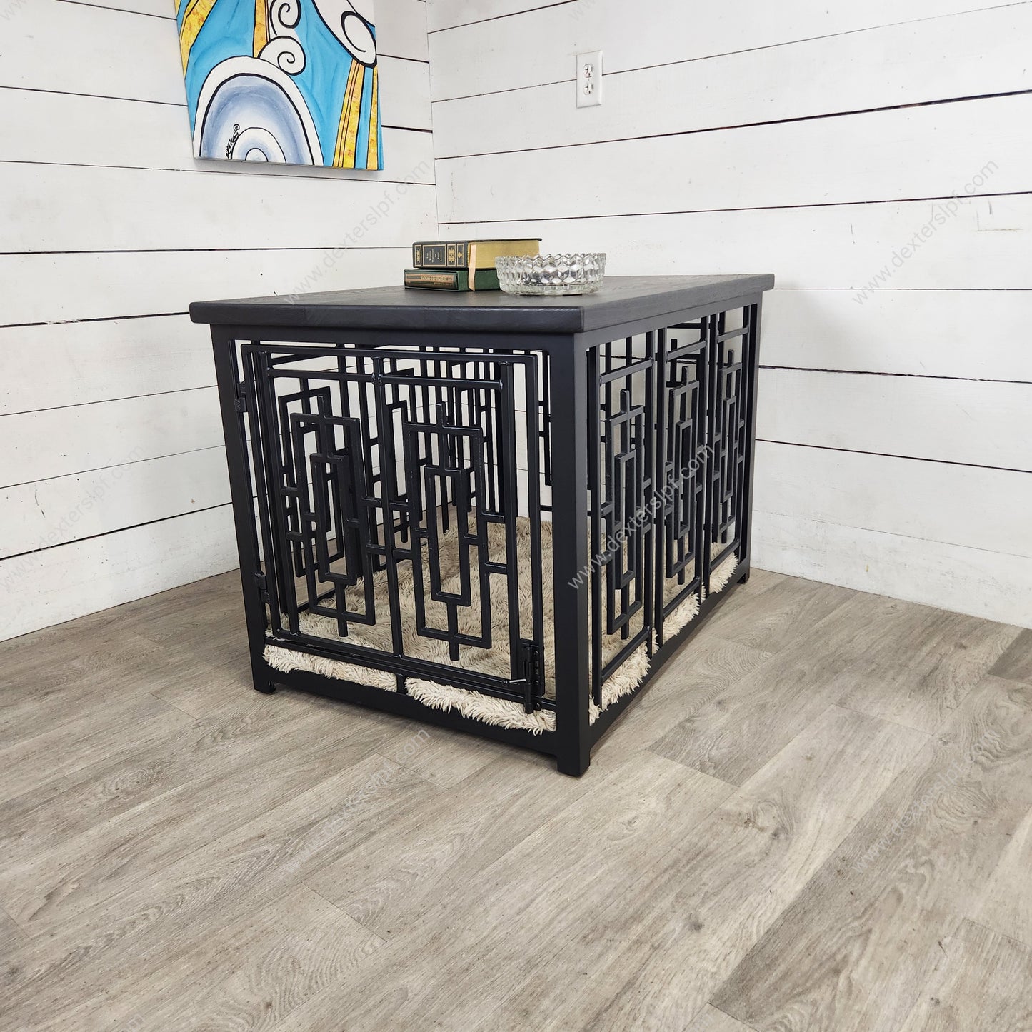 Daisy Large Dog Crate Table | Handcrafted Functional Art for Your Home