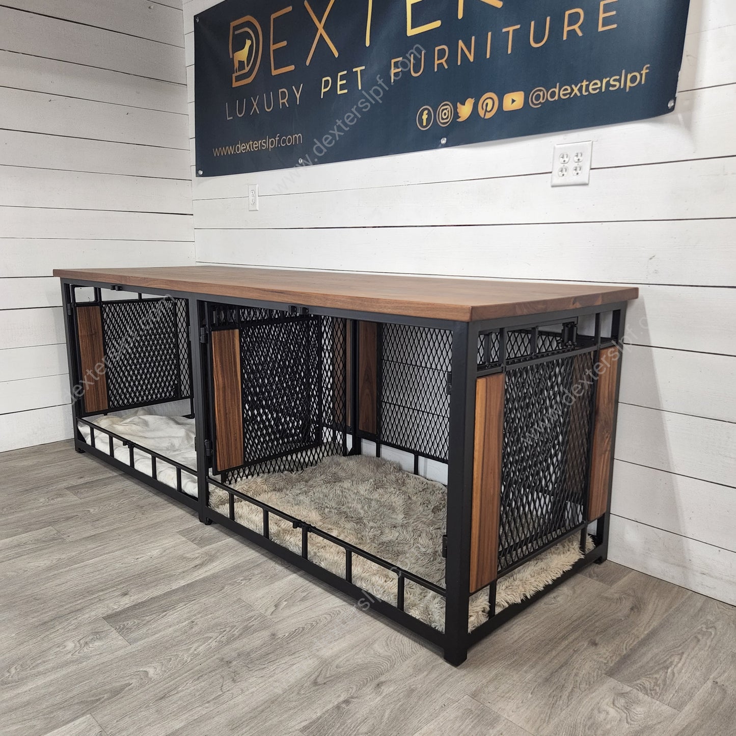 Raven X-Large Double Dog Kennel Furniture | Modern Dog Crate for Two XL Dogs