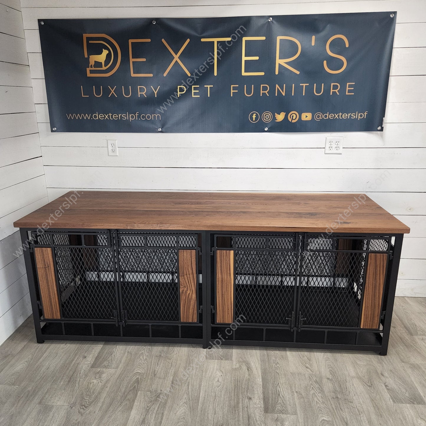 Raven X-Large Double Dog Kennel Furniture | Modern Dog Crate for Two XL Dogs