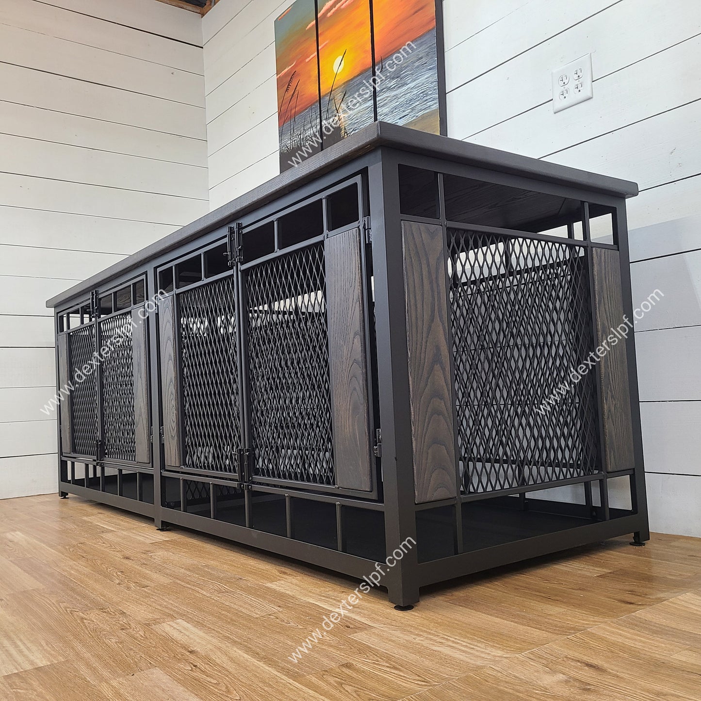 Raven X-Large Double Dog Kennel Furniture | Modern Dog Crate for Two XL Dogs