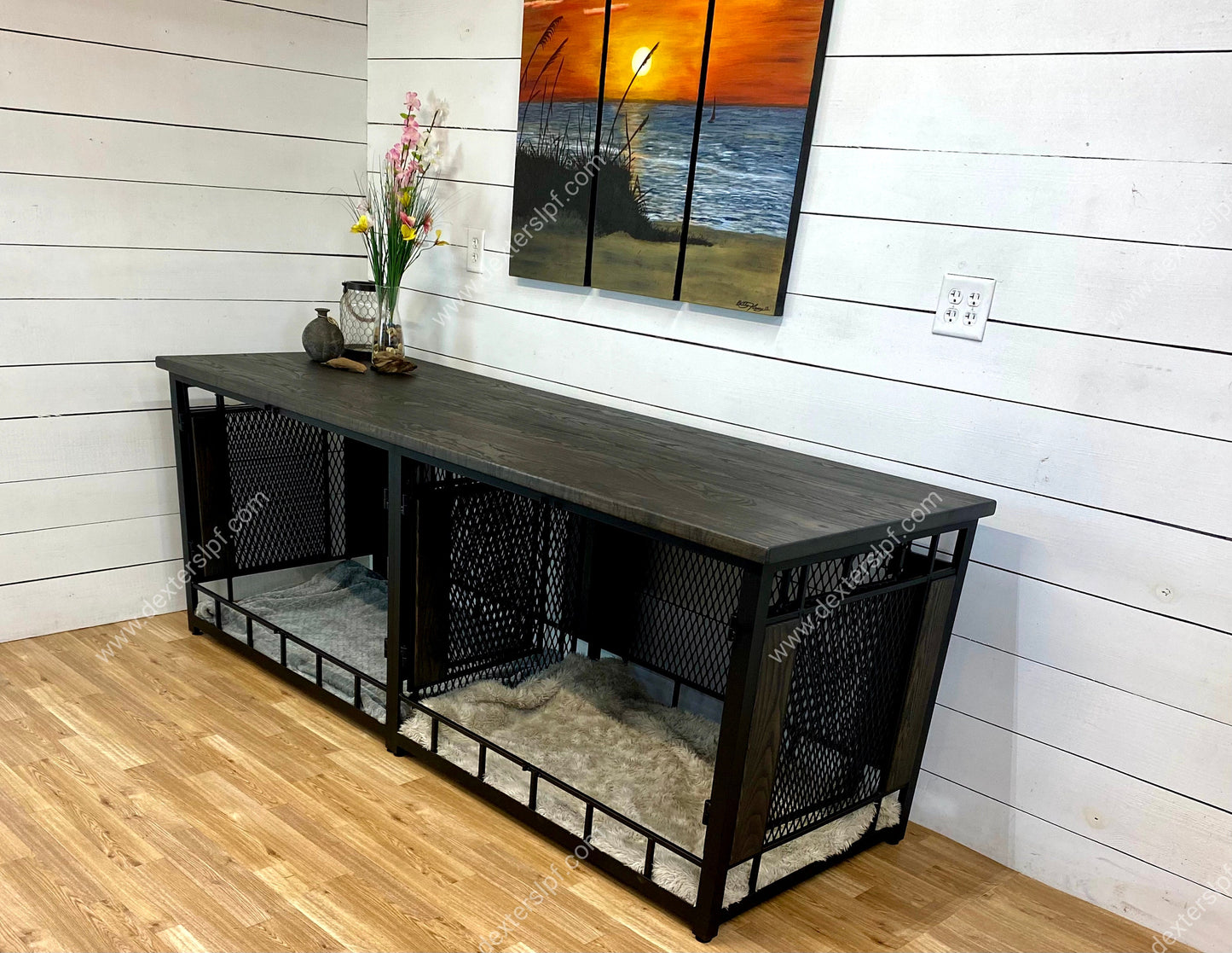 Raven X-Large Double Dog Kennel Furniture | Modern Dog Crate for Two XL Dogs