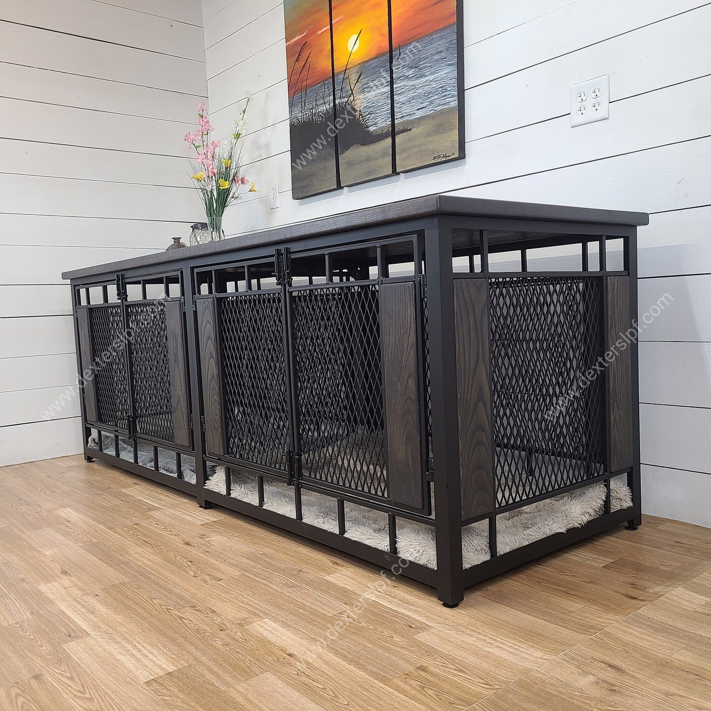 Raven X-Large Double Dog Kennel Furniture | Modern Dog Crate for Two XL Dogs