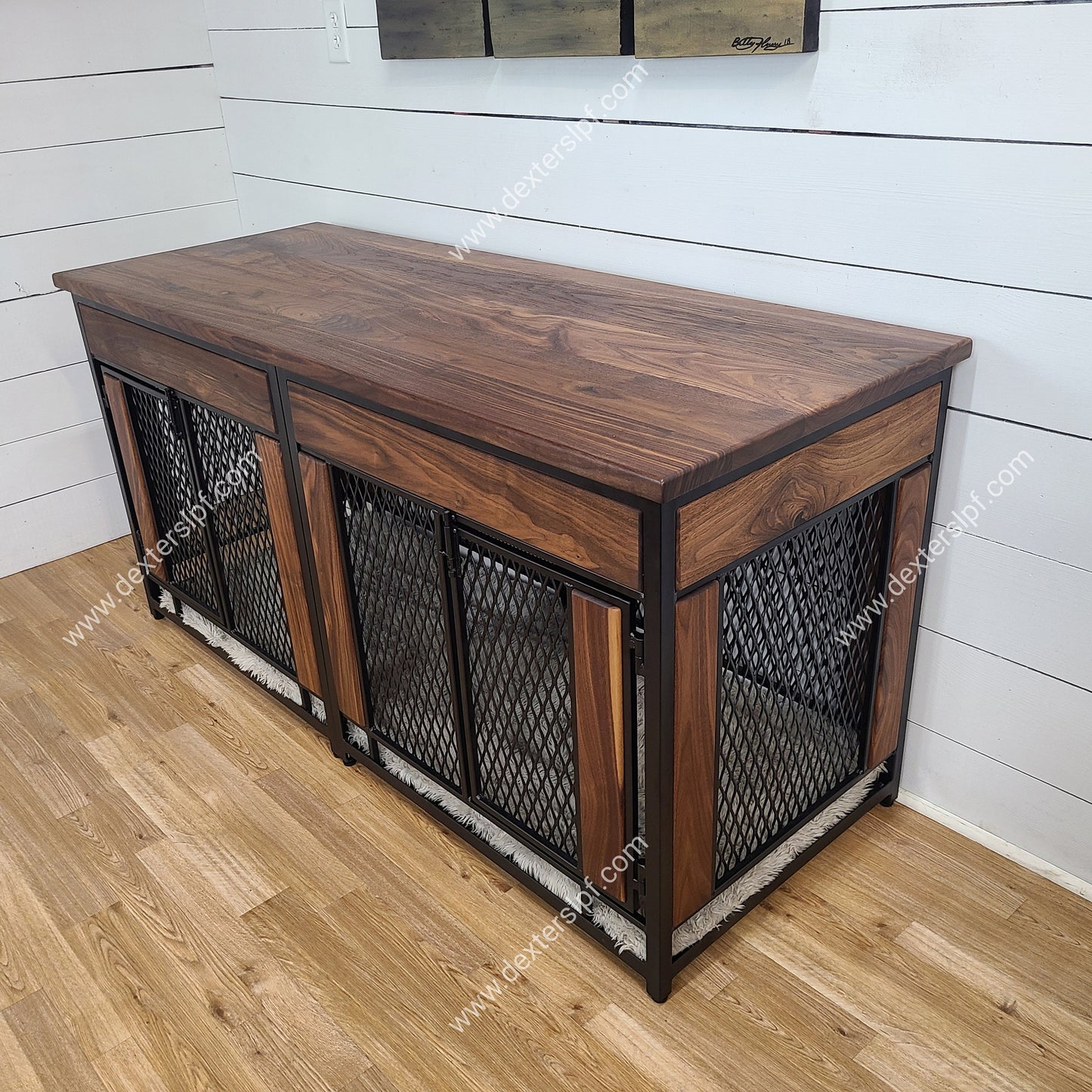 Raven Medium Double Dog Crate Furniture, Dog Kennel Furniture, Double Dog Crate, Dog Crate Table, Modern Dog Crate,