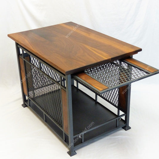 Raven Medium Dog Crate Table | Modern Dog Crate Furniture | Dog Crate End Table with Up and Over Doors