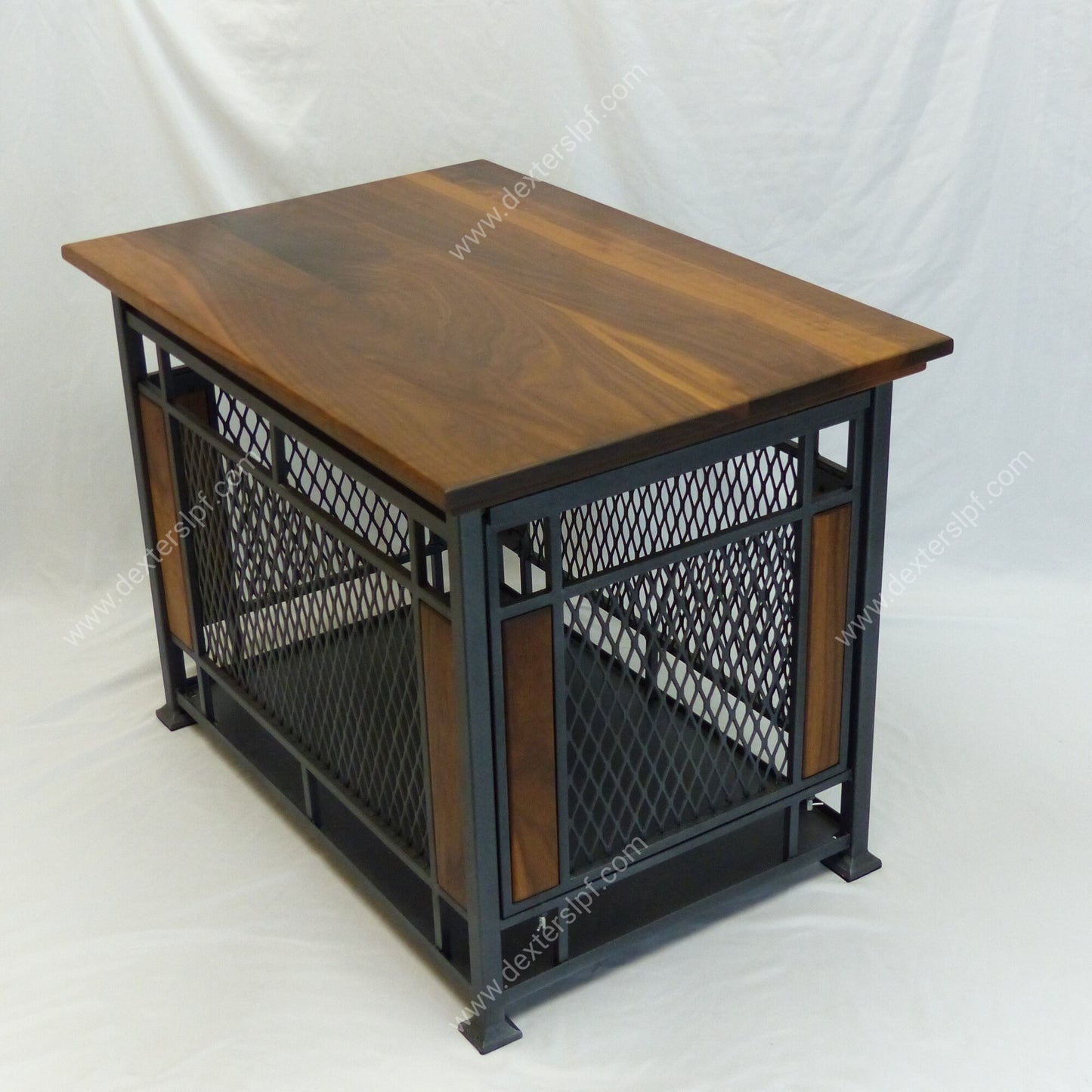 Raven Medium Dog Crate Table | Modern Dog Crate Furniture | Dog Crate End Table with Up and Over Doors