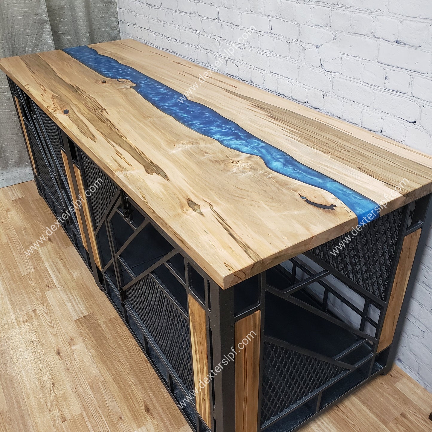 Remy X-Large Double, Dog Kennel Furniture, Modern Dog Crate, River Table, Dog Crate Table, Epoxy River Table, X-Large Dog Crate