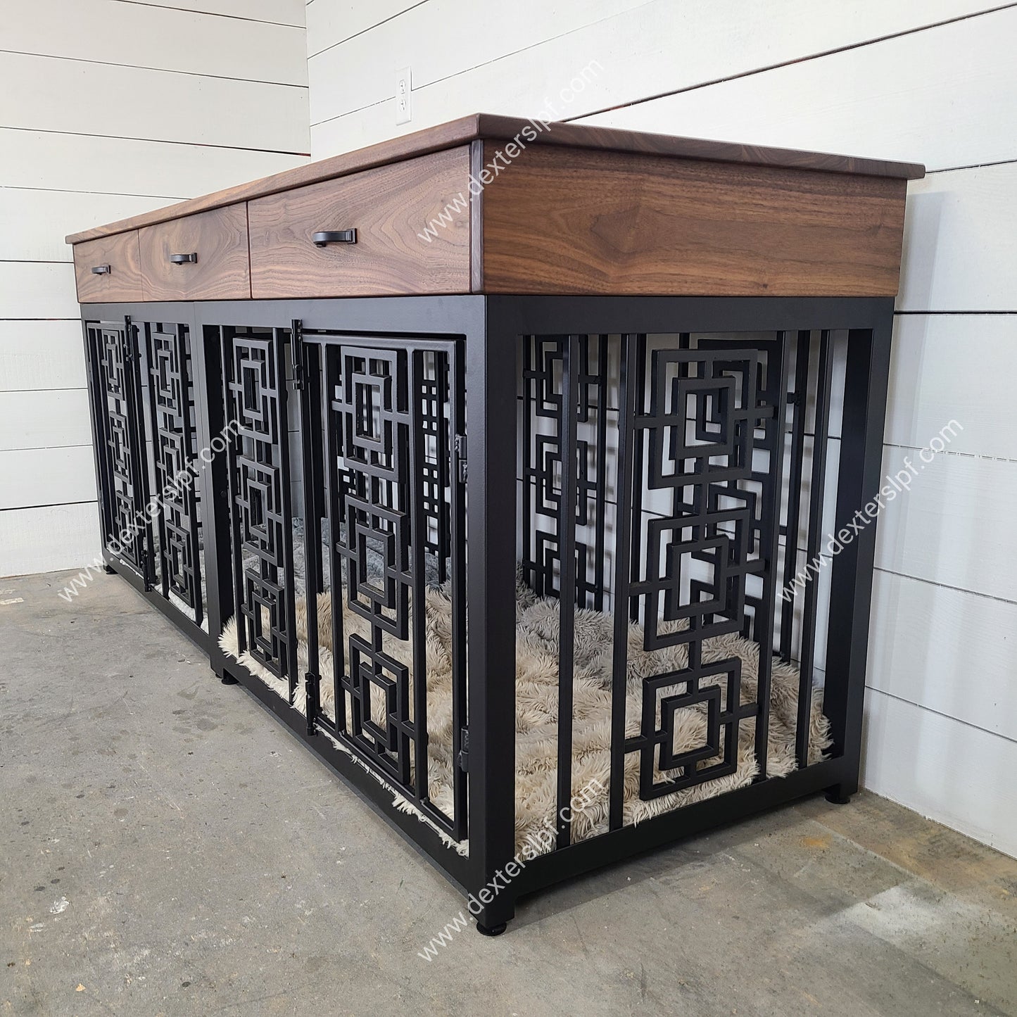 Sebby Large Double Dog Crate w/ Drawers | Luxury Dog Crate Furniture | Dog Kennel Furniture