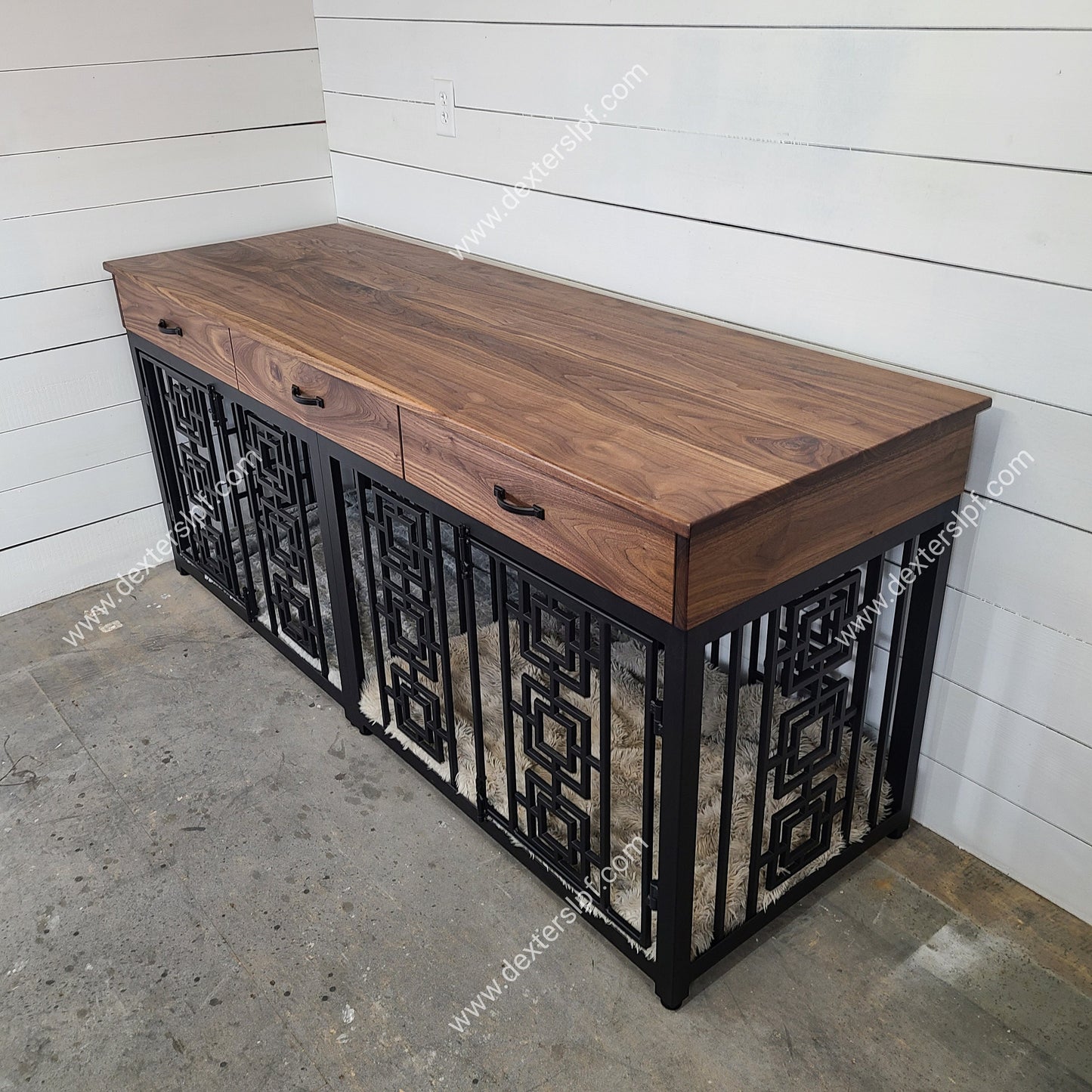 Sebby Large Double Dog Crate w/ Drawers | Luxury Dog Crate Furniture | Dog Kennel Furniture