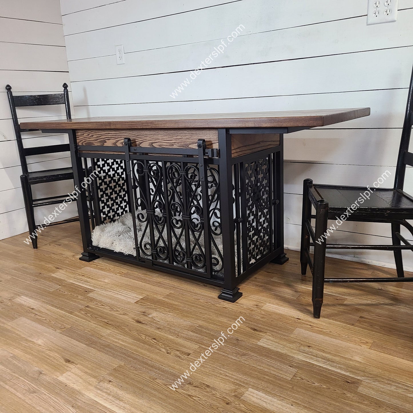 Bella Large Dog Kennel w/ Sliding Door | Breakfast Table Dog Crate Furniture | Luxury Dog Crate Table