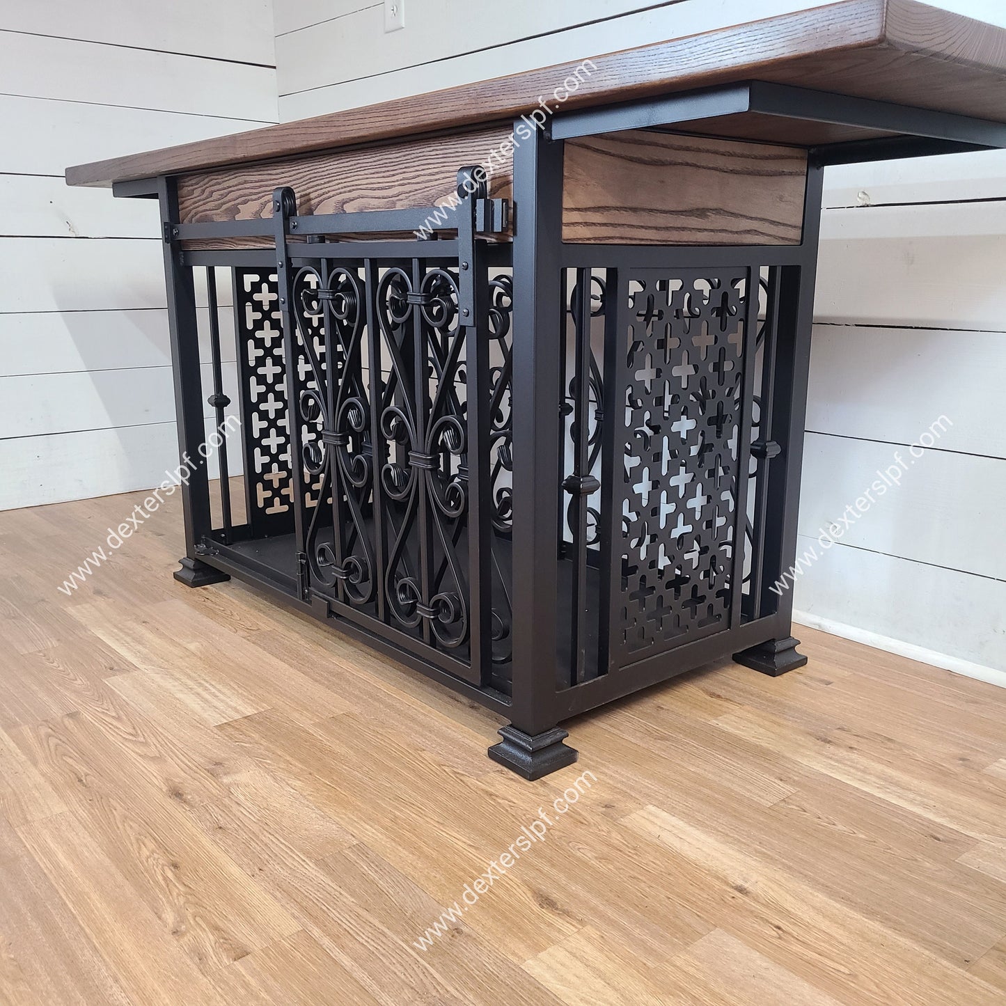 Bella Large Dog Kennel w/ Sliding Door | Breakfast Table Dog Crate Furniture | Luxury Dog Crate Table