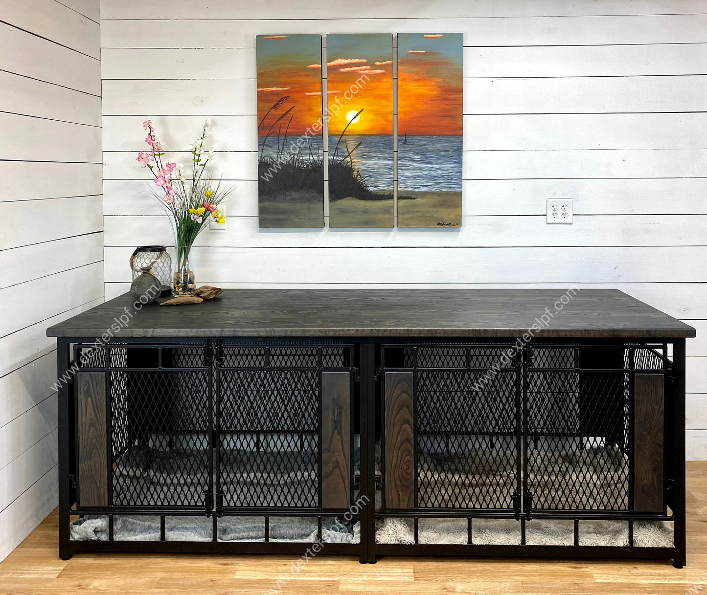 Raven X-Large Double Dog Kennel Furniture | Modern Dog Crate for Two XL Dogs