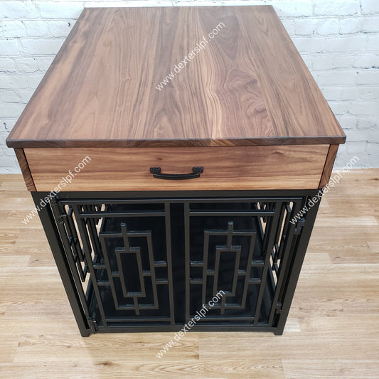 Daisy Large with Drawers Dog Crate Table, Modern Dog Crate, Dog Crate Furniture, Dog Kennel Furniture, Dog Crate End Table